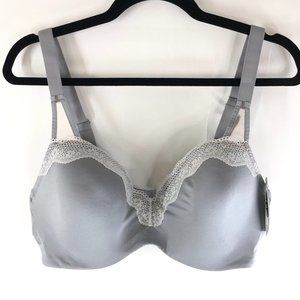 Paramour Bra Brilliance Contour Seamless Bra Lace Trim Underwire Gray 42C